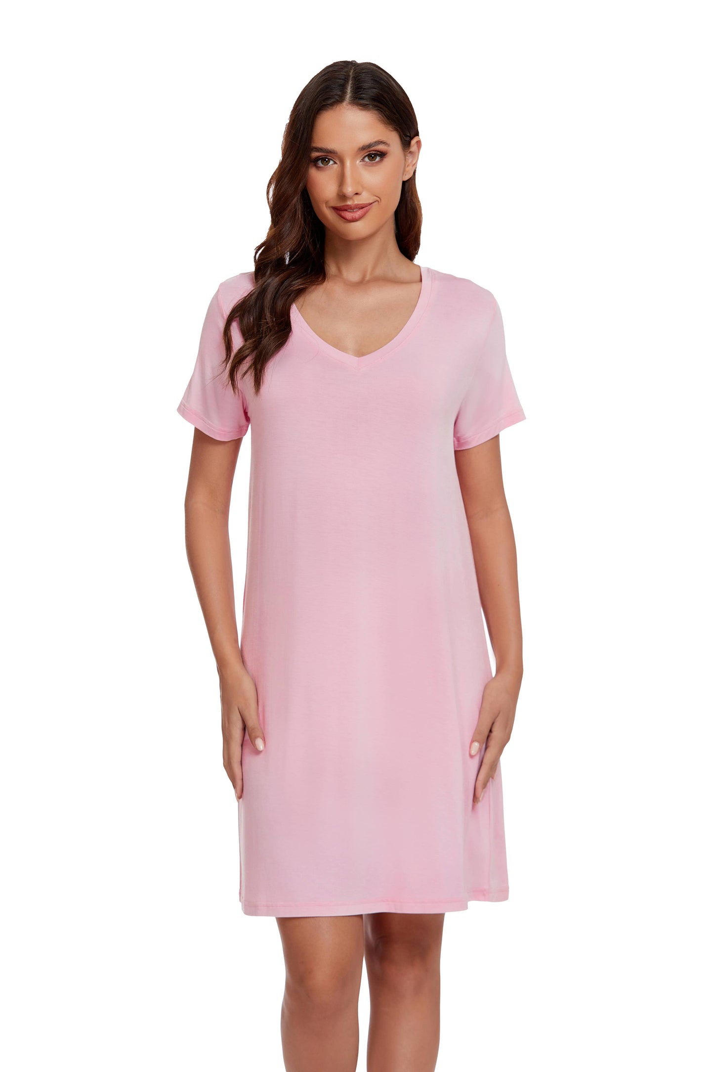 Bamboo Viscose Short Sleeve Sleep Dress Elevated Comfort