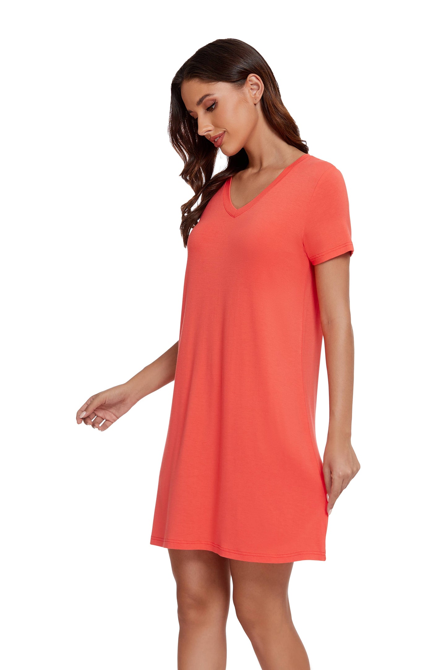 Bamboo Viscose Short Sleeve Sleep Dress Elevated Comfort