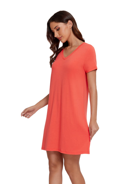 Bamboo Viscose Short Sleeve Sleep Dress Elevated Comfort