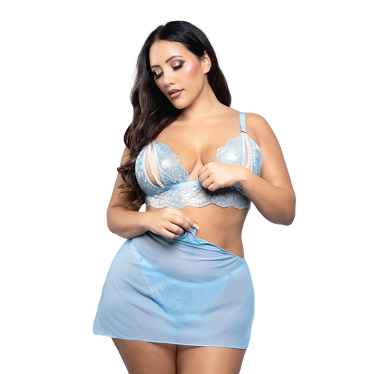 Bralette, Detachable Skirt & Pearl G-string