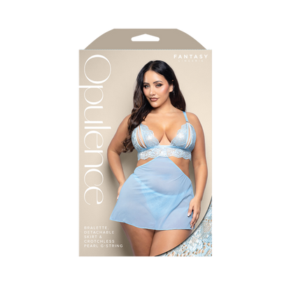 Bralette, Detachable Skirt & Pearl G-string