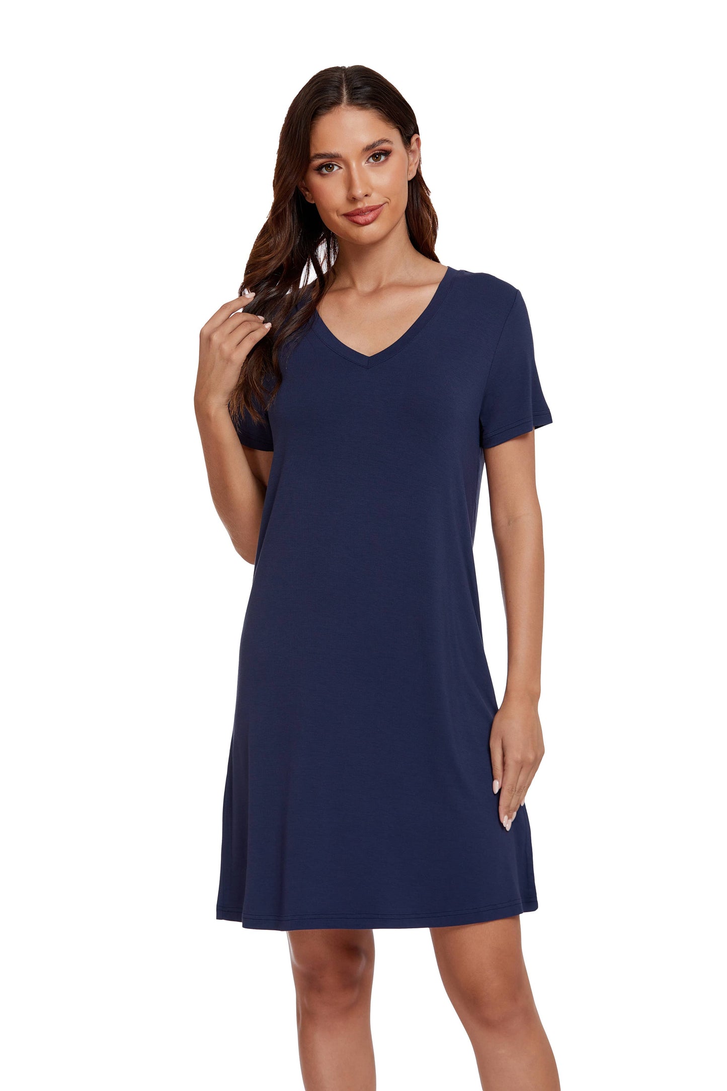 Bamboo Viscose Short Sleeve Sleep Dress Elevated Comfort