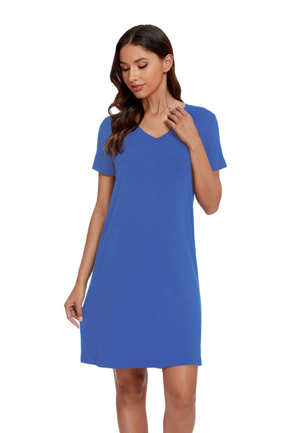 Bamboo Viscose Short Sleeve Sleep Dress Elevated Comfort