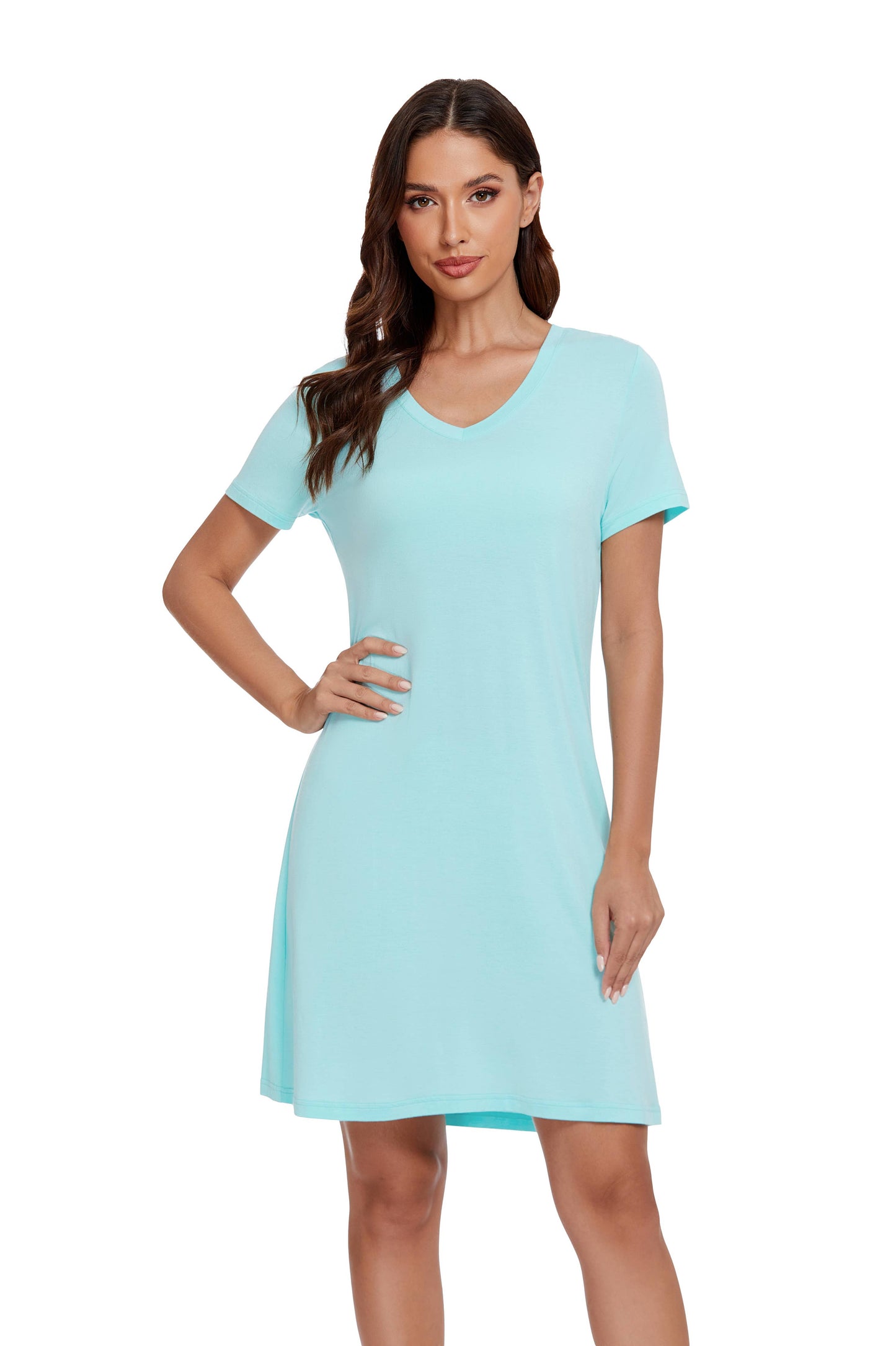 Bamboo Viscose Short Sleeve Sleep Dress Elevated Comfort